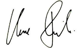 Zwei handschriftliche Unterschriften auf weißem Hintergrund, die sich links und rechts gegenüberstehen. Die Unterschriften sind in schwarzer Tinte und zeigen geschwungene Linien und unterschiedliche Stile. (Text KI generiert)